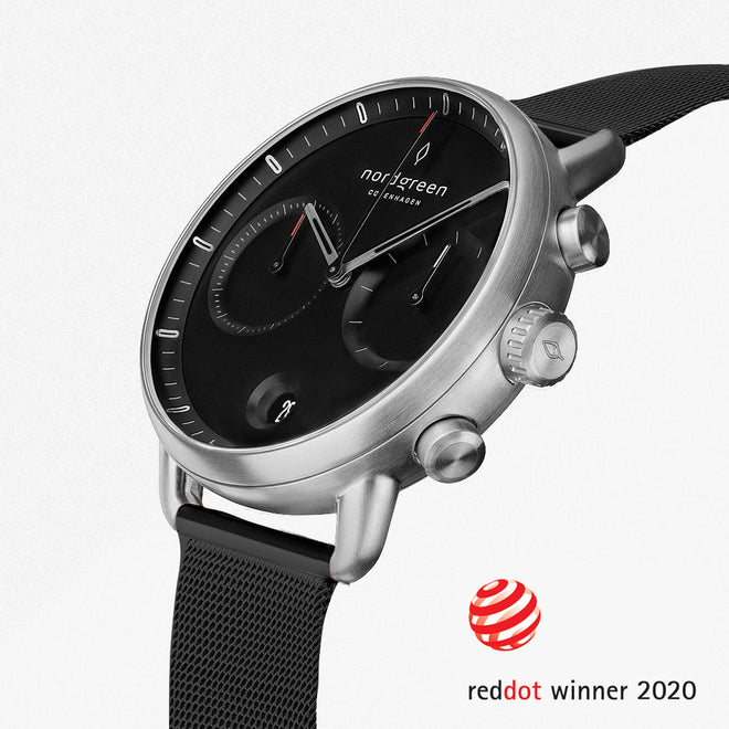 PI42SIMEBLBL &Pioneer black on black men's watch in silver with black mesh strap PI42SIMEBLBL &Pioneer black on black men's watch in silver with black mesh strap