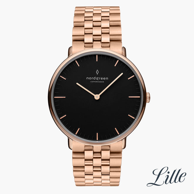 NR32RG5LROBL NR28RG5LROBL &Native black dial women's watch in rose gold with 5-link straps NR32RG5LROBL NR28RG5LROBL &Native black dial women's watch in rose gold with 5-link straps