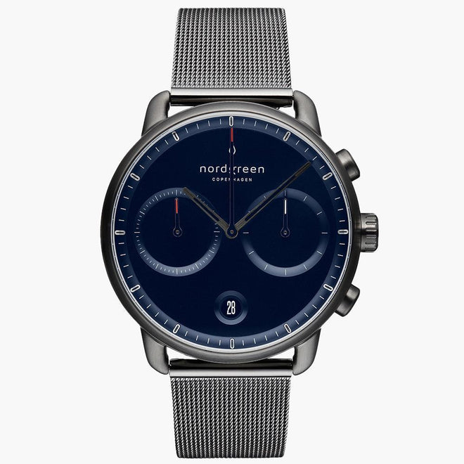 PI42GMMEGUNA &Men's blue dial watches in gunmetal with mesh straps PI42GMMEGUNA &Men's blue dial watches in gunmetal with mesh straps