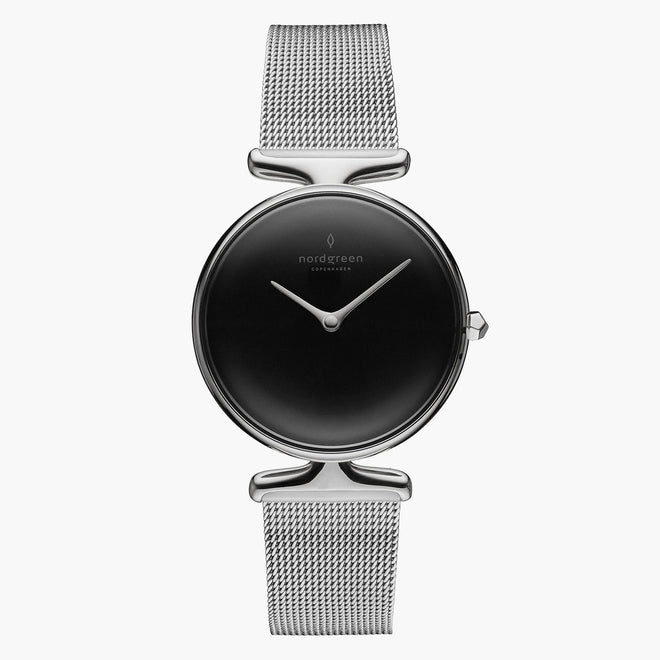 UN28SIMESIBL UN32SIMESIBL &Unika black dial women's watch in silver with mesh strap UN28SIMESIBL UN32SIMESIBL &Unika black dial women's watch in silver with mesh strap