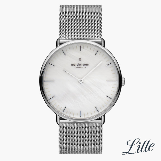 NR28SIMESIMP NR32SIMESIMP &Native mother of pearl watch in silver mesh NR28SIMESIMP NR32SIMESIMP &Native mother of pearl watch in silver mesh