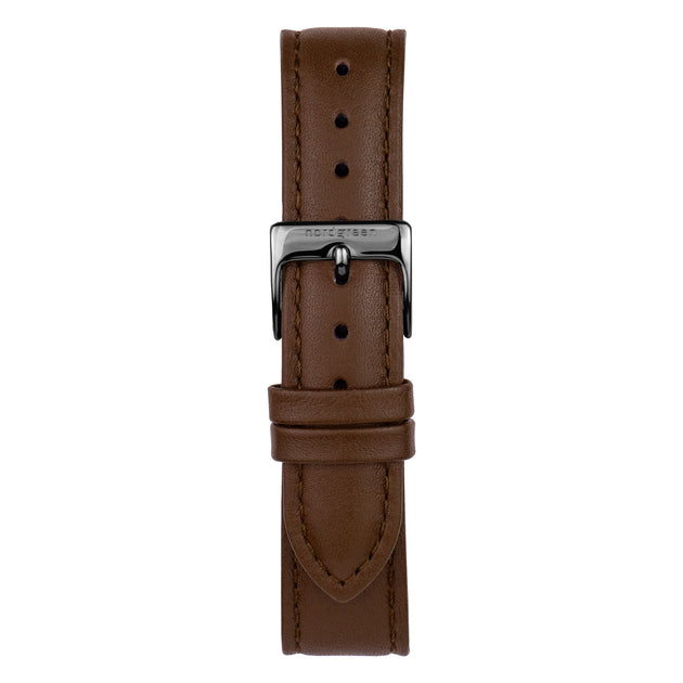 Strap Leather Brown with Gun Metal Buckle 40/42-LE-BR(GM)