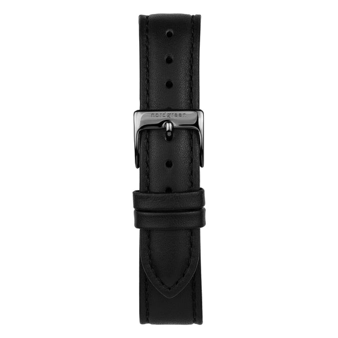 Strap Leather Black with Gun Metal Buckle