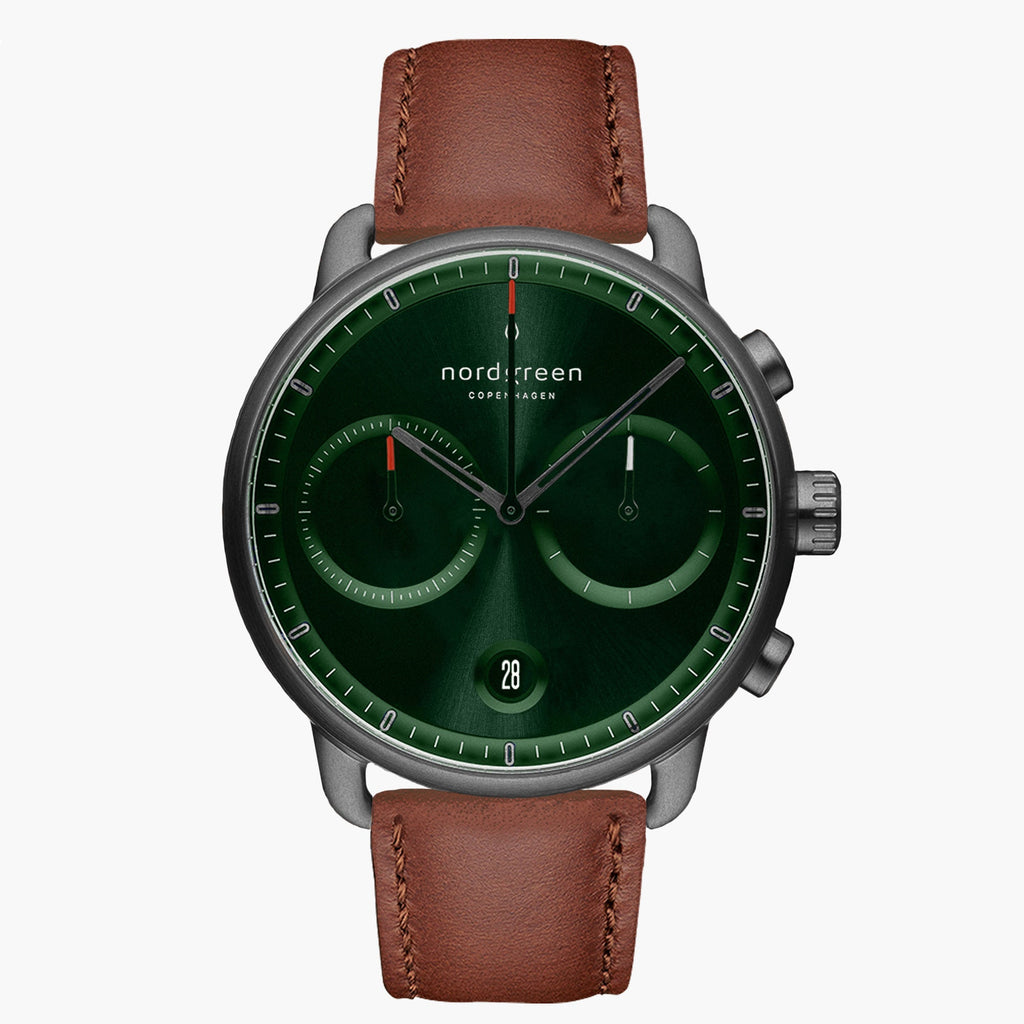Pioneer GM Bundle Green Sunray Dial with Brown leather Strap