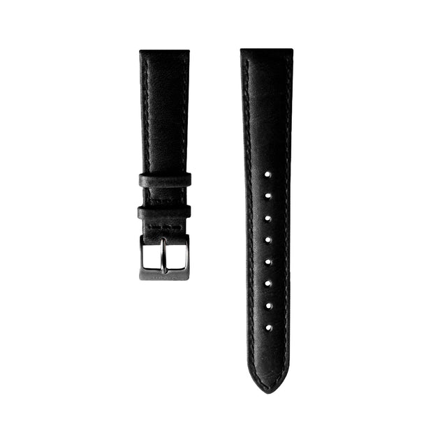 Strap Leather Black with Gun Metal Buckle