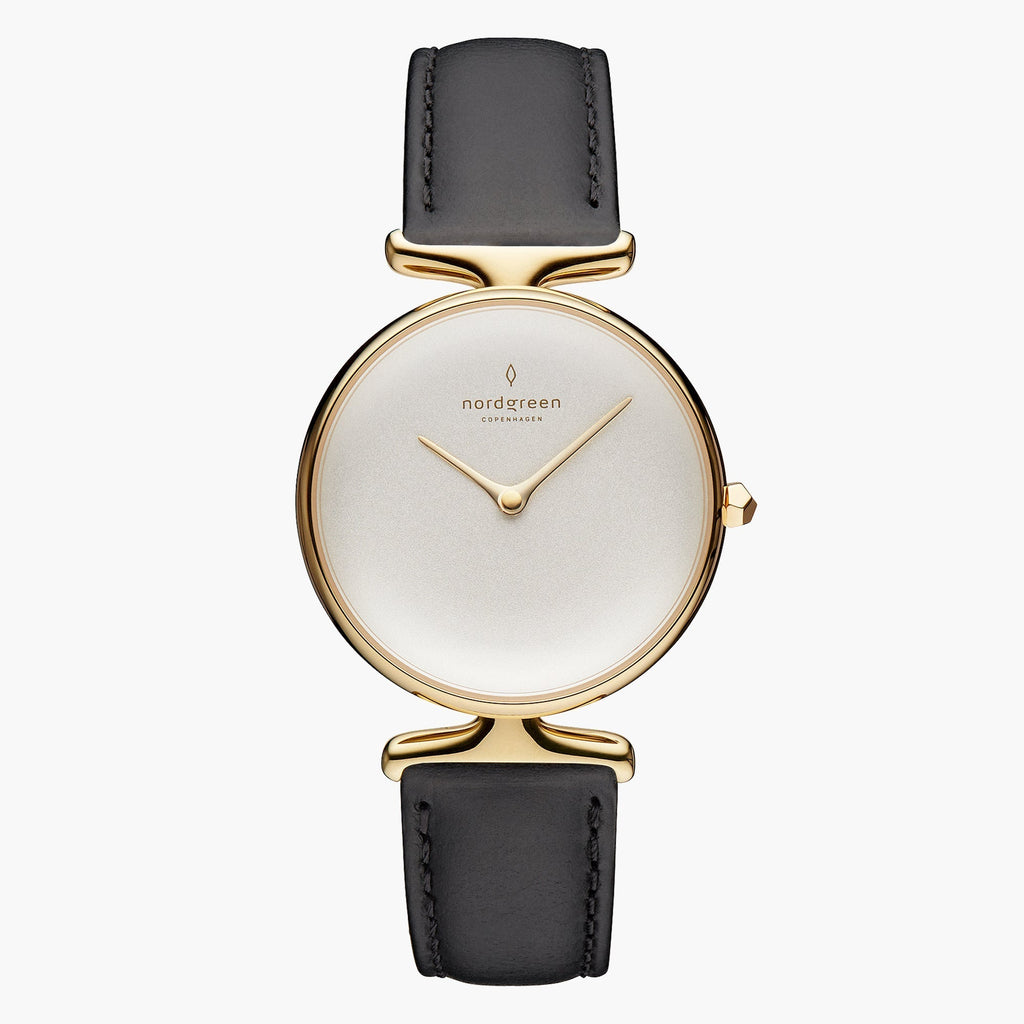 Unika Gold - White Dial 32mm - Black Leather Strap