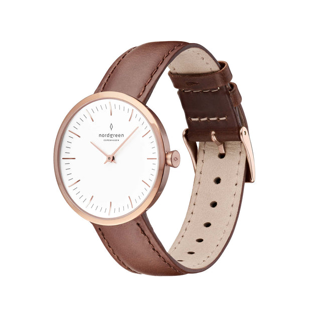 Infinity - White Dial and Brown Leather