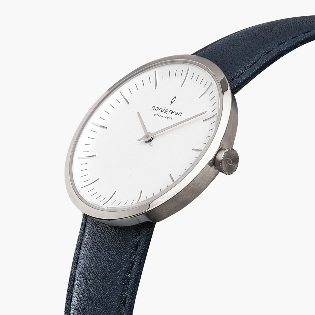 Infinity Silver 32mm - White Dial - Blue Strap