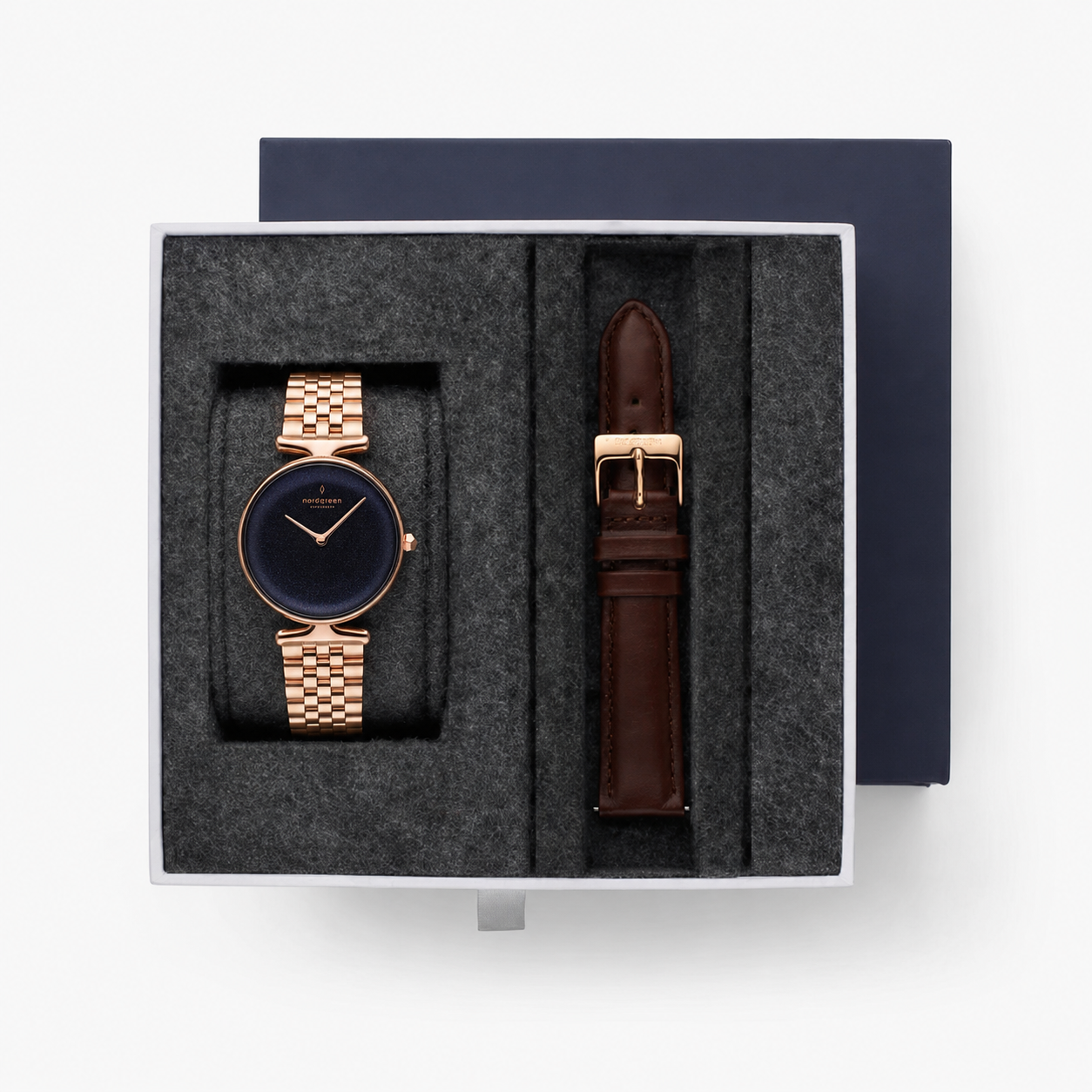 Unika Gift Set - Unika Rose Gold 32mm - Rainbow Black Dial with 1 Additional Strap