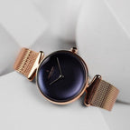 Unika Rose Gold - Rainbow Black Dial 32mm - Mesh Strap