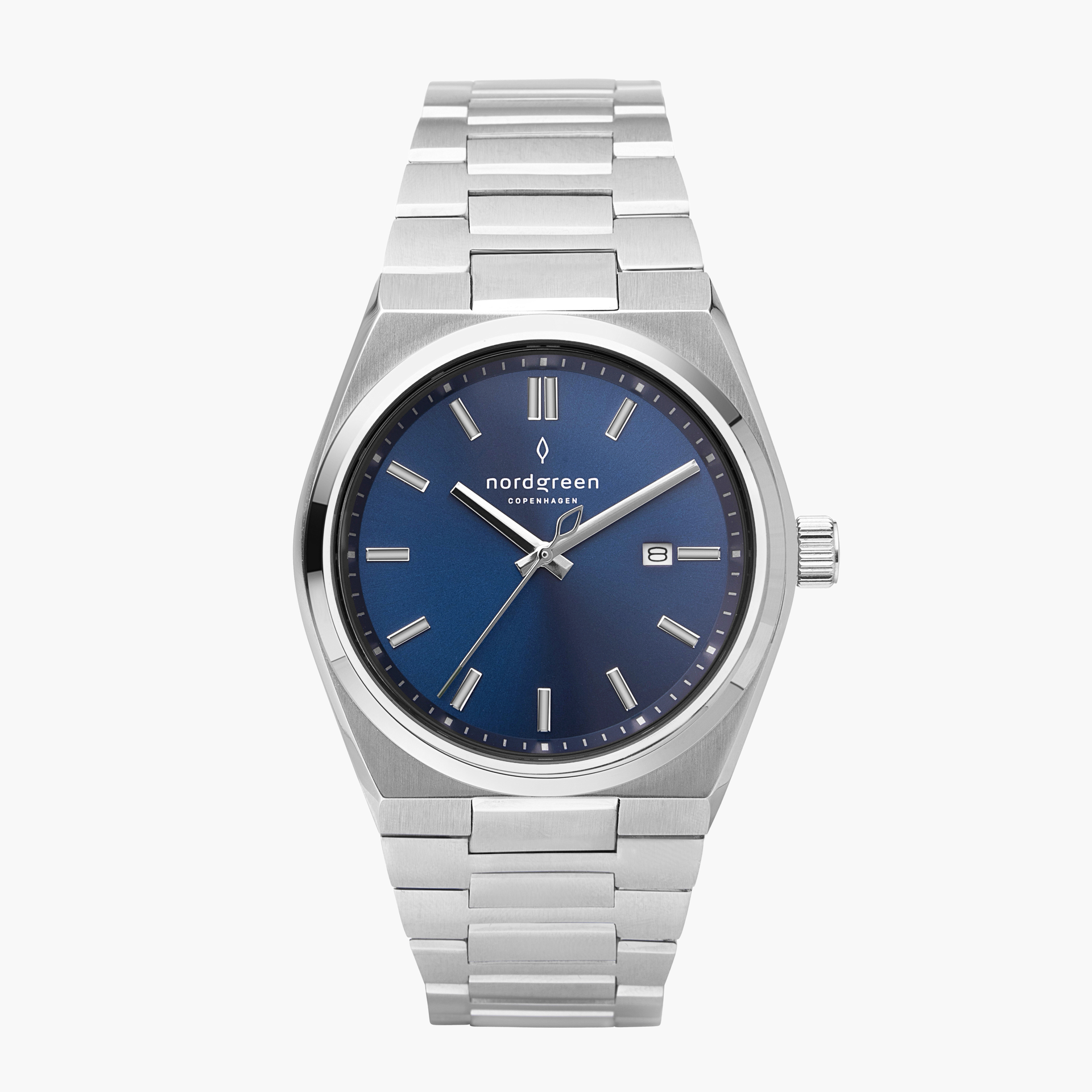Succession 41MM Navy Dial with Silver H- Link Watch Strap