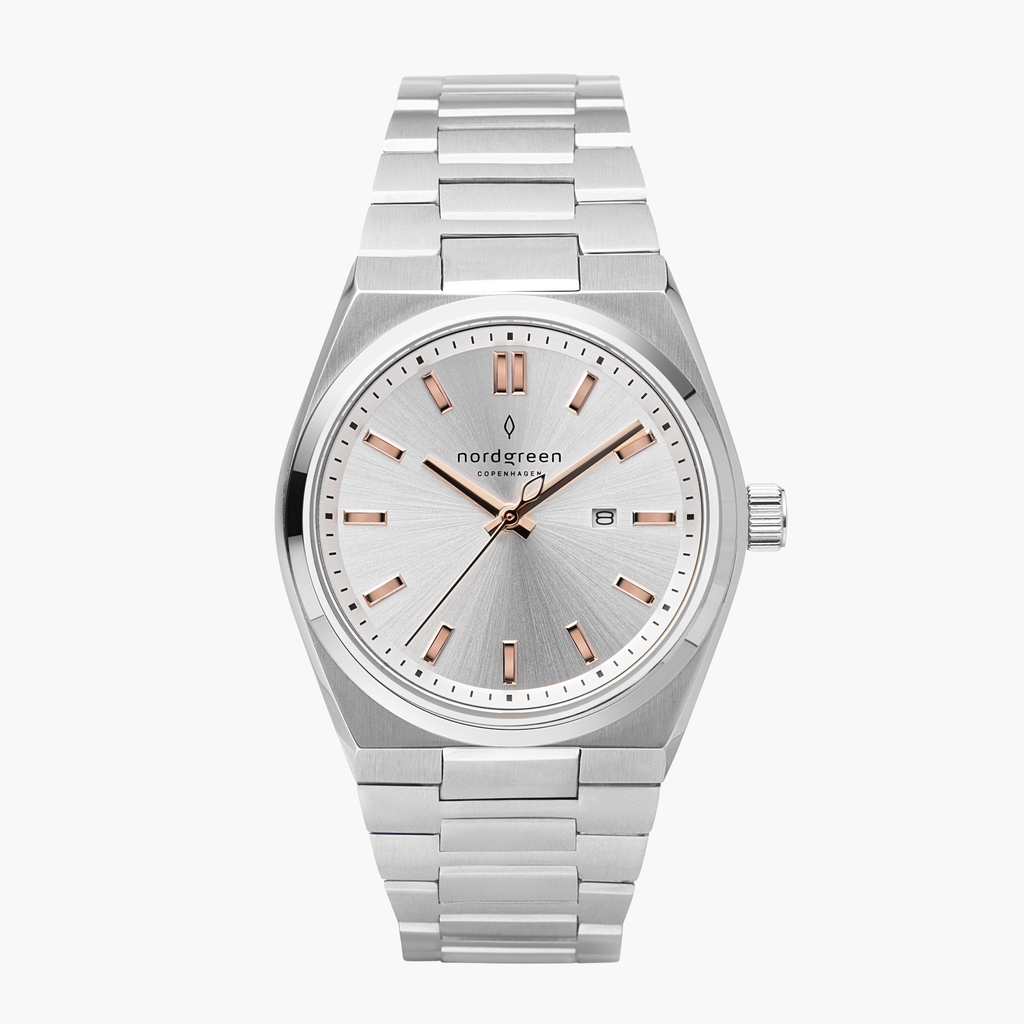 Succession- 35MM Silver Rose Gold Sunray dial