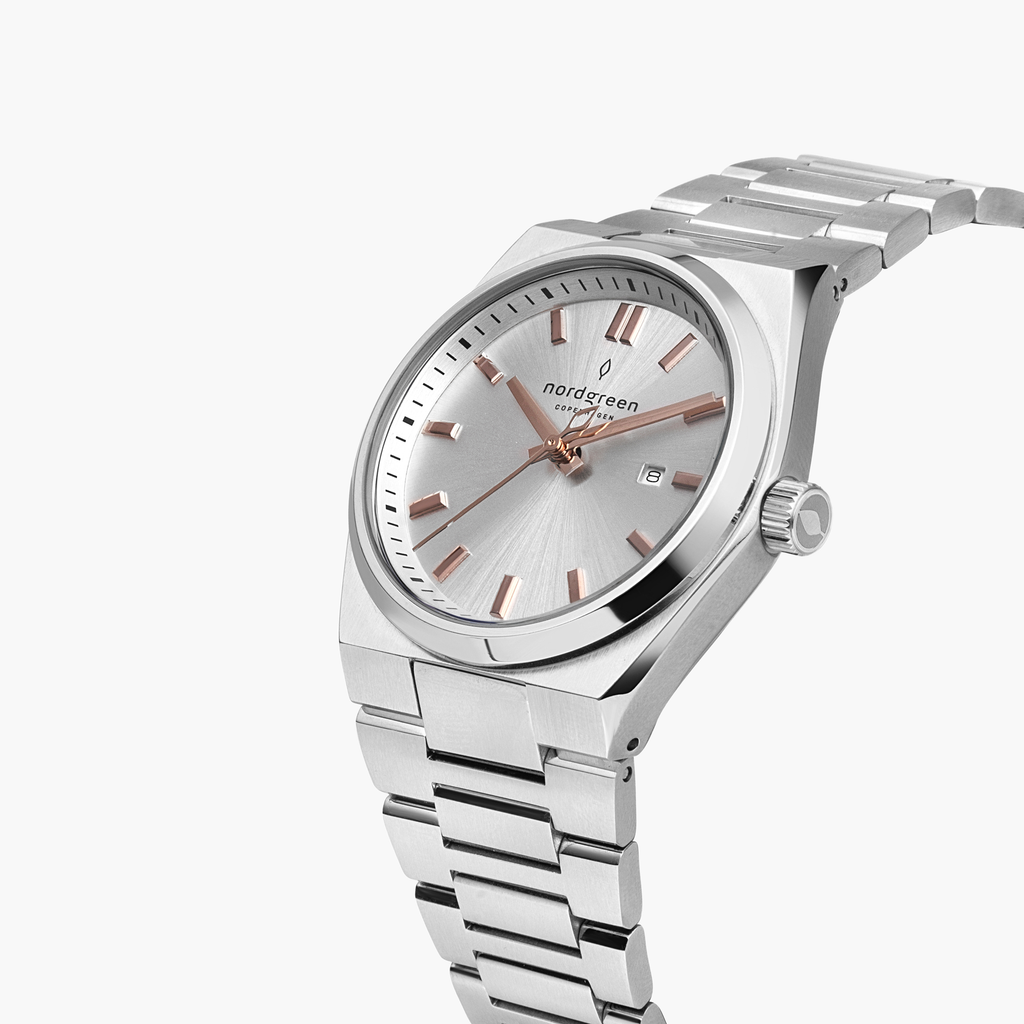 Succession- 35MM Silver Rose Gold Sunray dial