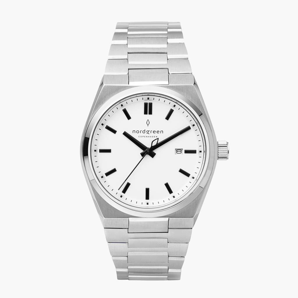 Succession 41MM White Dial with Silver H- Link Watch Strap