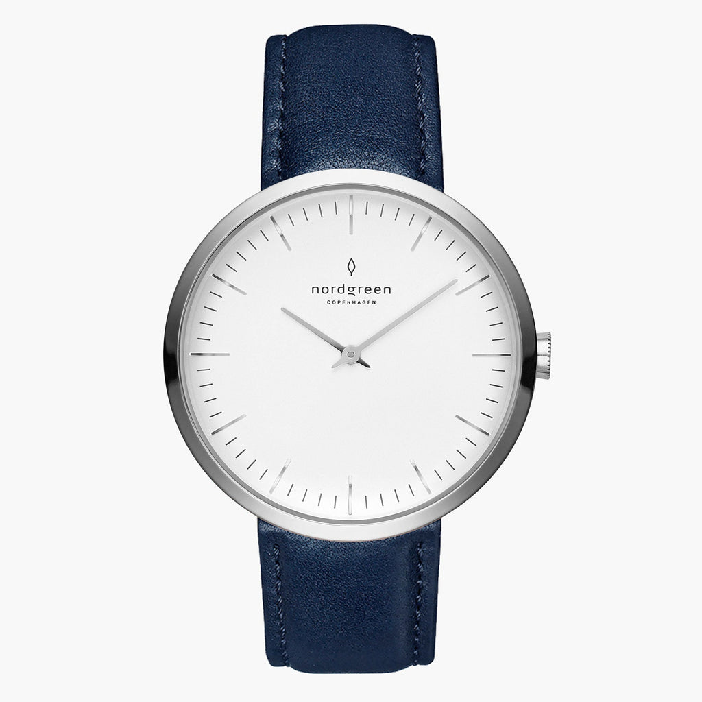 Infinity Silver 32mm - White Dial - Blue Strap