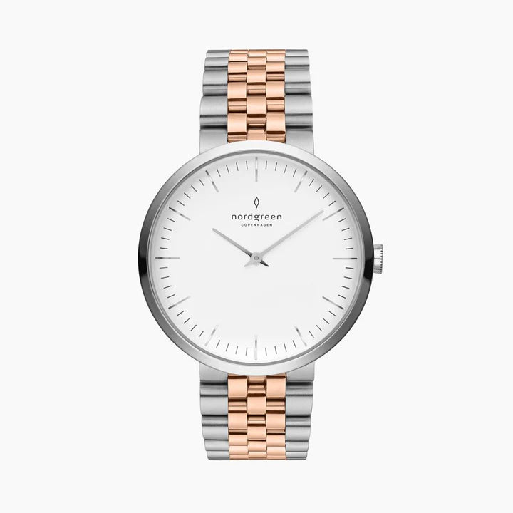 IN32SI5LSRXX - Infinity 32mm Silver White Dial with 2T 5-Link Silver/Rose Gold Watch Strap