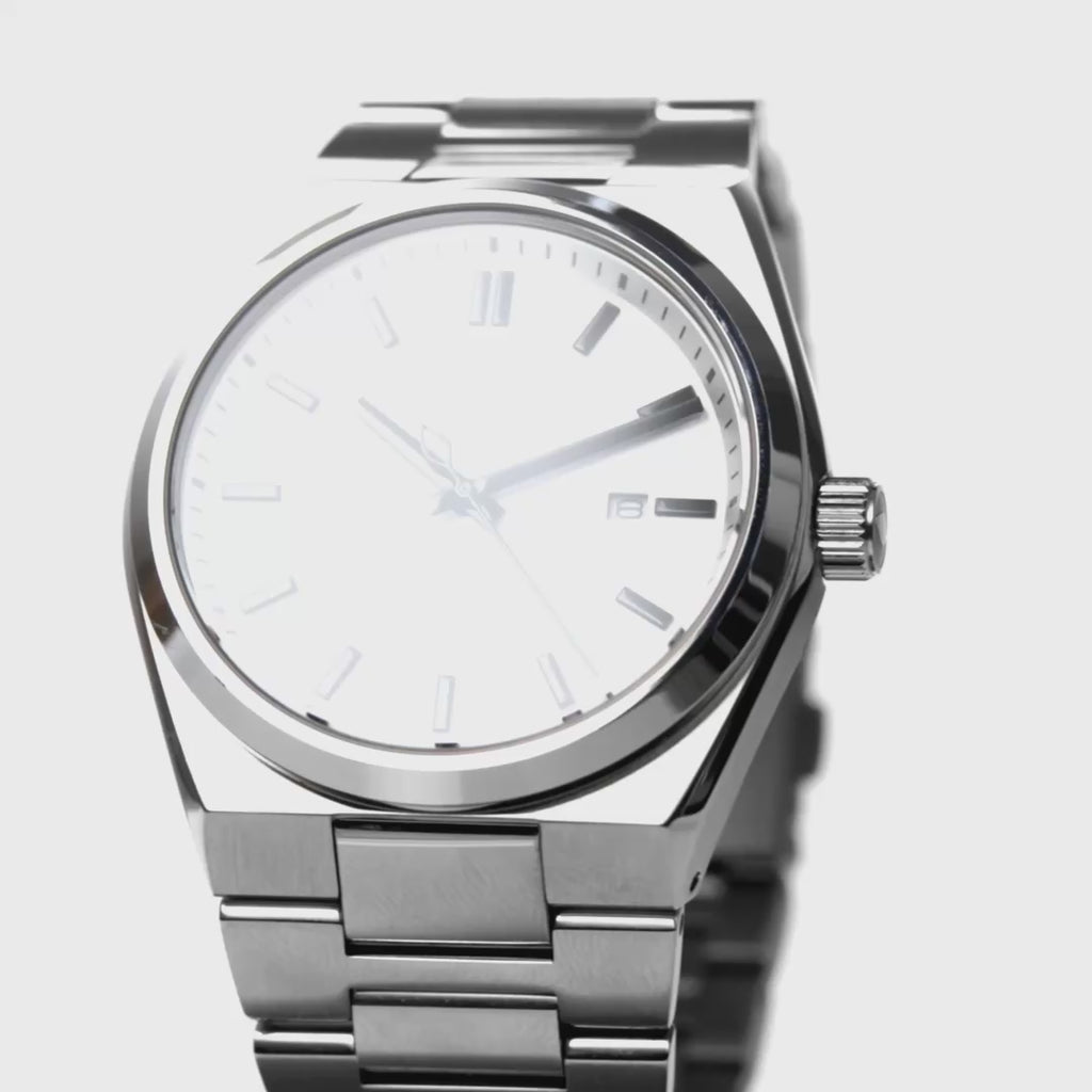 Succession 41MM White Dial with Silver H- Link Watch Strap