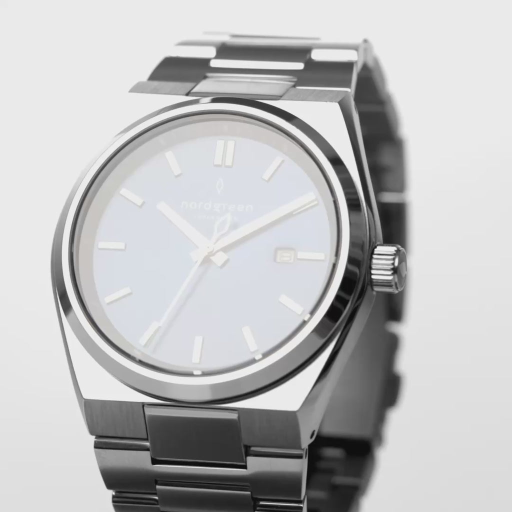 Succession 41MM Navy Dial with Silver H- Link Watch Strap