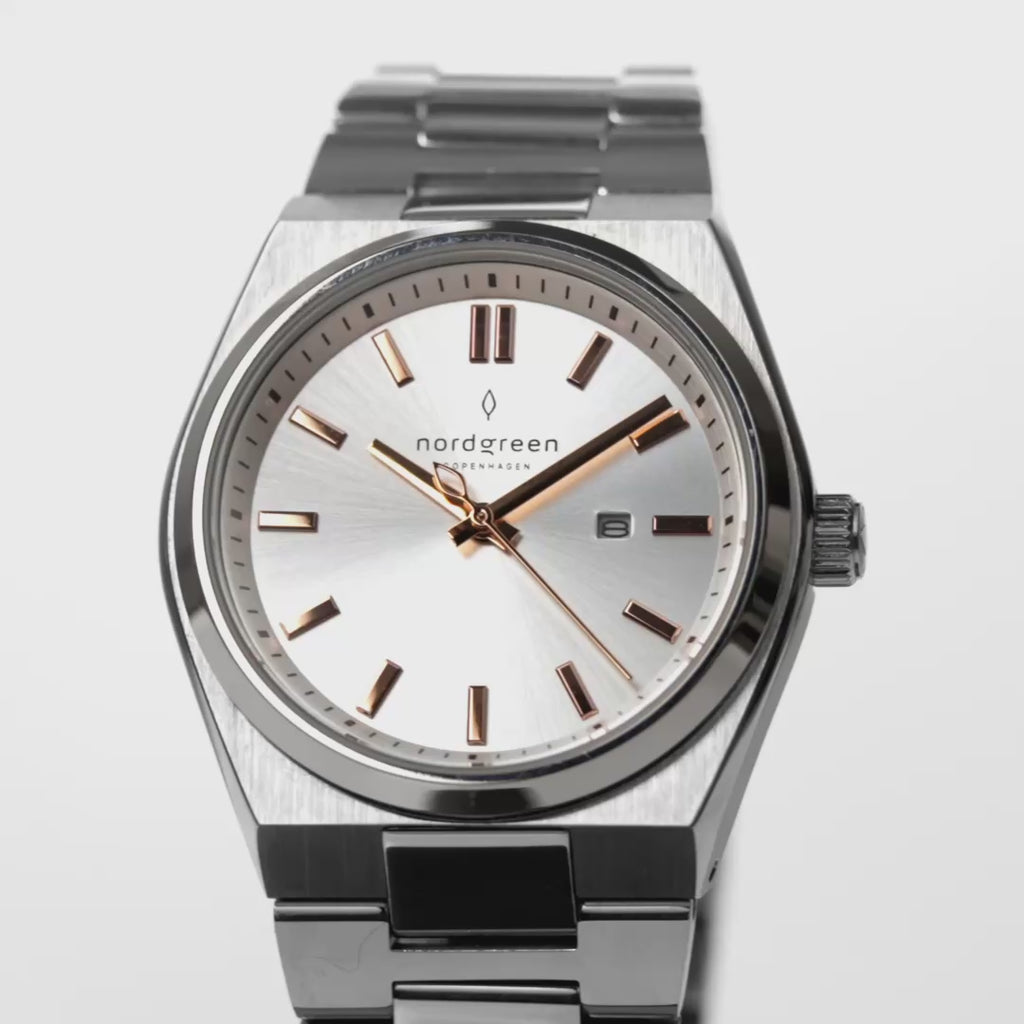 Succession- 35MM Silver Rose Gold Sunray dial