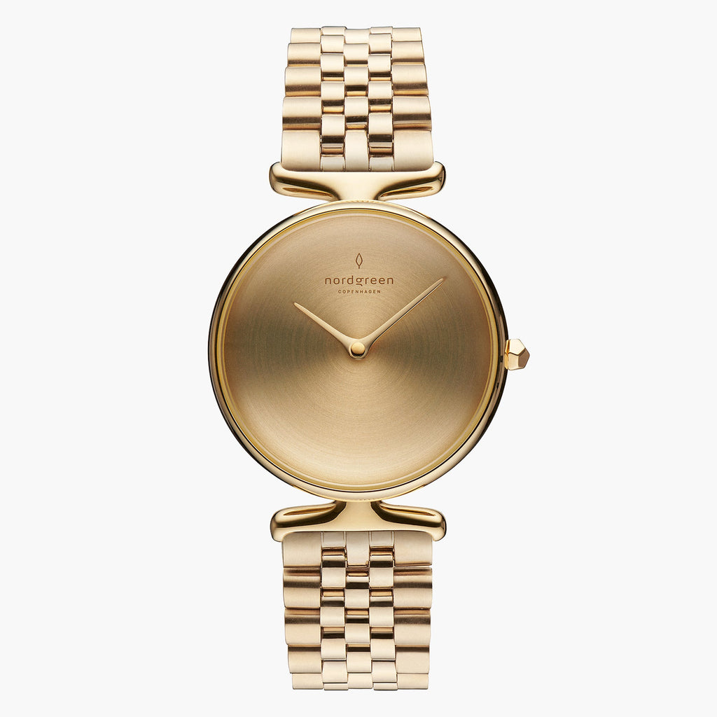 UN28GO5LGOBM UN32GO5LGOBM &Unika gold watches for women with brushed dial and 5-link strap