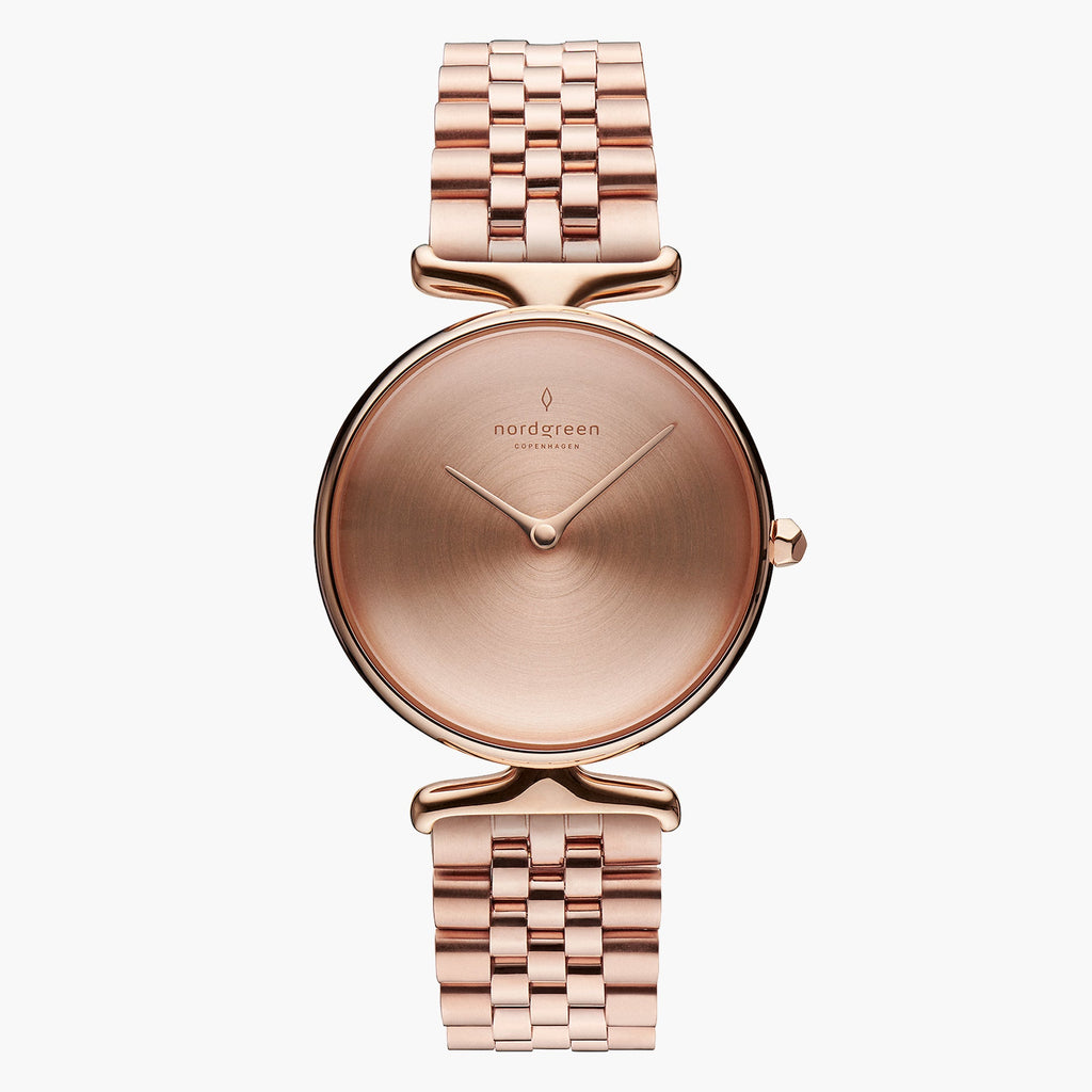 UN28RG5LROBM UN32RG5LROBM &Unika rose gold women's watch with brushed dial and 5-link strap
