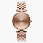 UN28RG5LROBM UN32RG5LROBM &Unika rose gold women's watch with brushed dial and 5-link strap