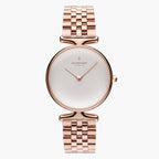 UN28RG5LROXX UN32RG5LROXX &Unika rose gold women's watch with white dial and 5-link strap