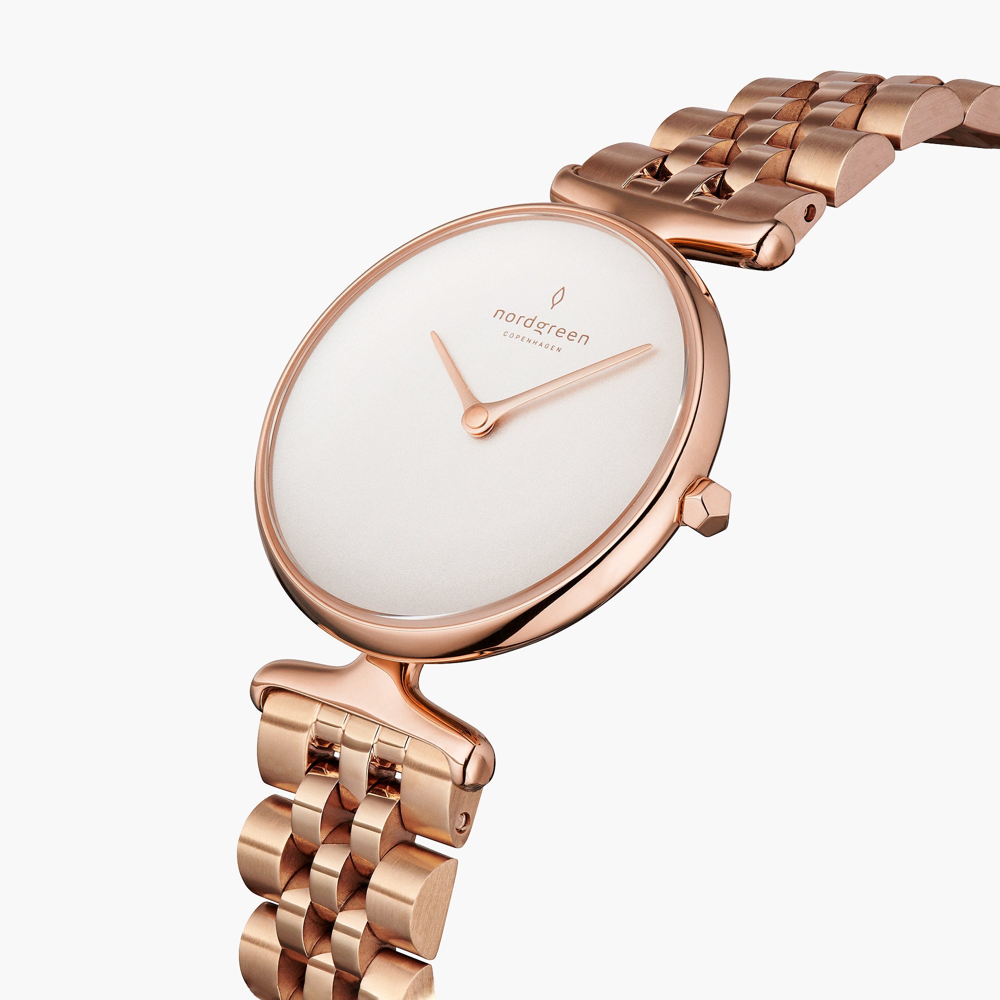 UN28RG5LROXX UN32RG5LROXX &Unika rose gold women's watch with white dial and 5-link strap