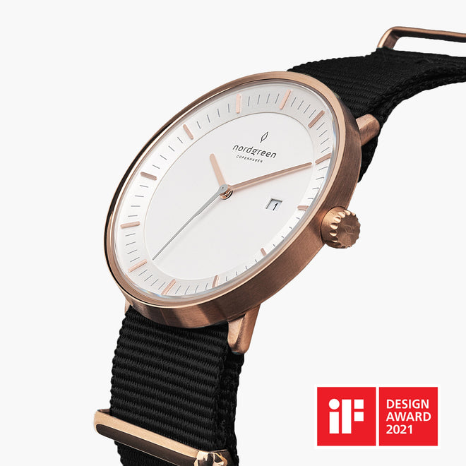 PH36RGNYBLXX PH40RGNYBLXX &Philosopher rose gold watch with black nylon strap
