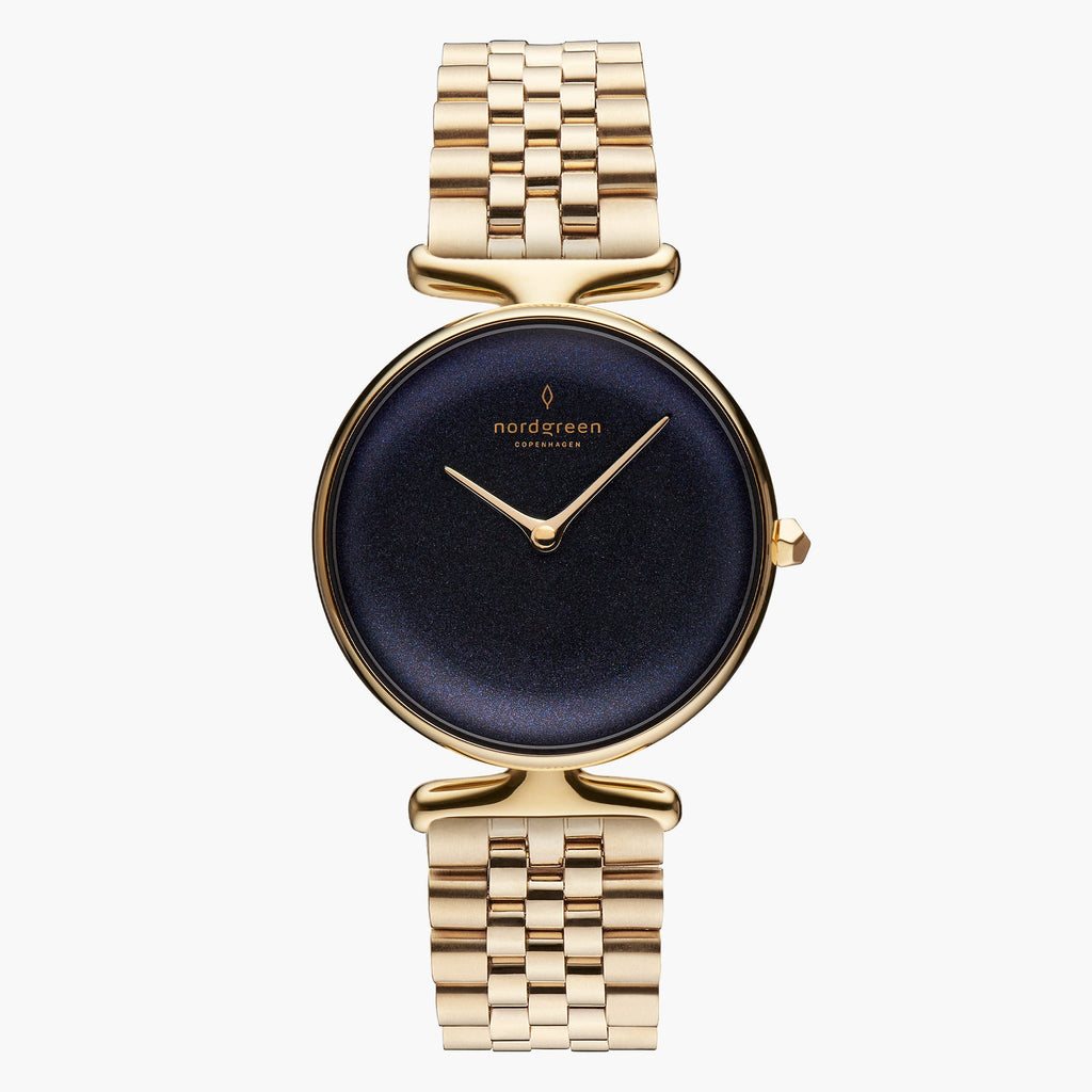 UN28GO5LGORB UN32GO5LGORB &Unika gold watches for women with rainbow black dial and 5-link strap