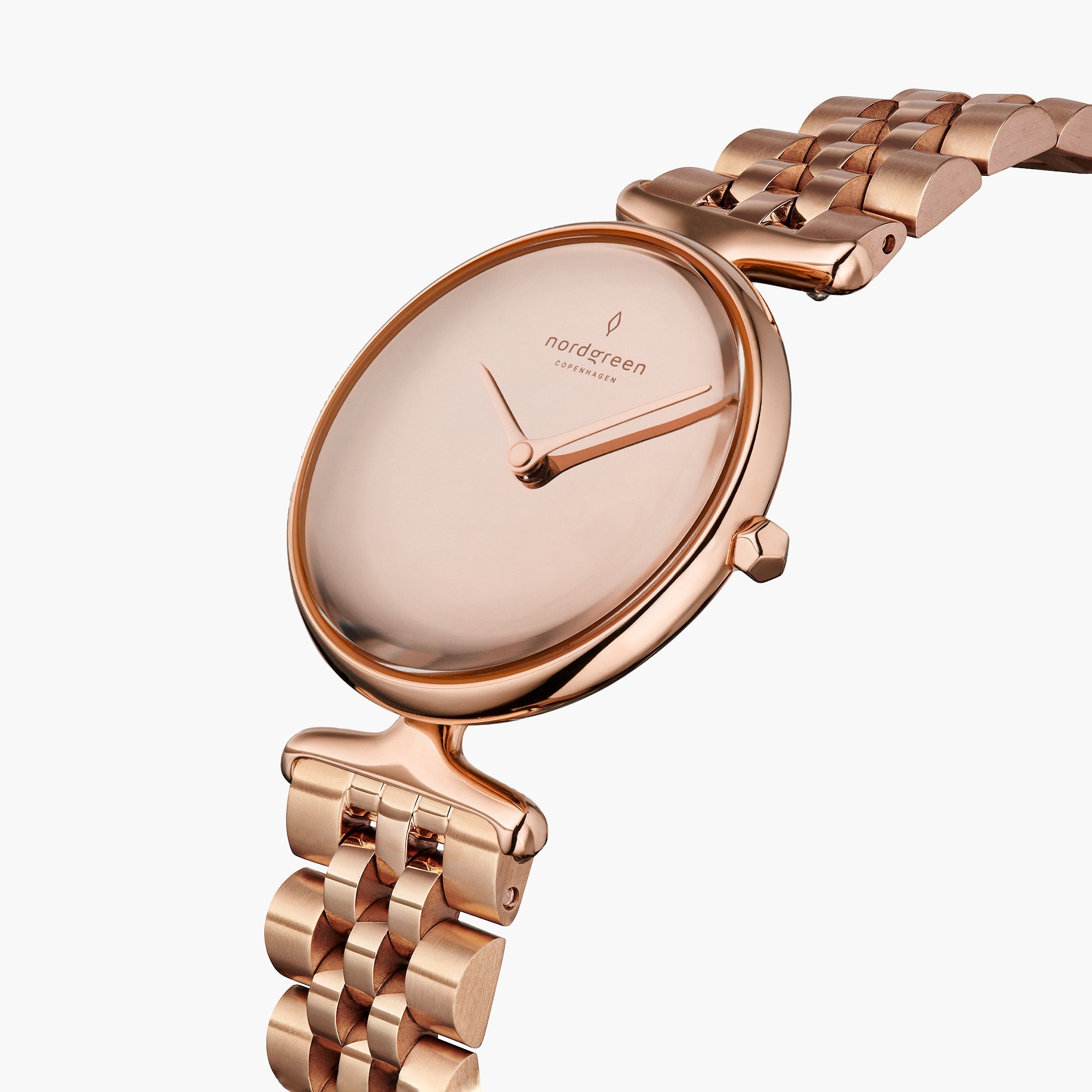 Unika - BUNDLE Polished Metal Dial Rose Gold | 5 Link / Dark Brown Leather Straps