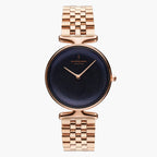 UN28RG5LRORB UN32RG5LRORB &Unika rainbow black dial women's watch in rose gold with 5-link strap
