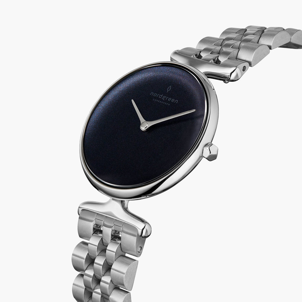 UN28SI5LSIRB UN32SI5LSIRB &Unika rainbow black dial women's watch in silver with 5-link strap