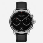 PI42SILEBLBL &Pioneer black on black men's watch in silver with black leather strap