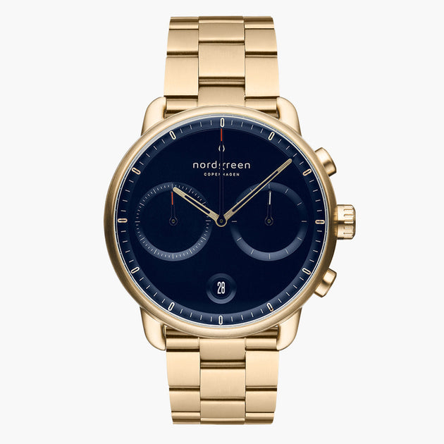 PI42GO3LGONA &Gold and blue men's watch with 3-link strap