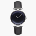 UN28SILEBLRB UN32SILEBLRB &Unika rainbow black dial women's watch in silver with black leather strap