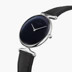 UN28SILEBLRB UN32SILEBLRB &Unika rainbow black dial women's watch in silver with black leather strap