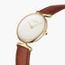 UN28GOLEBRXX UN32GOLEBRXX &Unika gold watches for women with white dial and brown leather strap