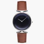 UN28SILEBRRB UN32SILEBRRB &Unika rainbow black dial women's watch in silver with brown leather strap