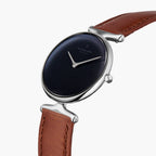 UN28SILEBRRB UN32SILEBRRB &Unika rainbow black dial women's watch in silver with brown leather strap