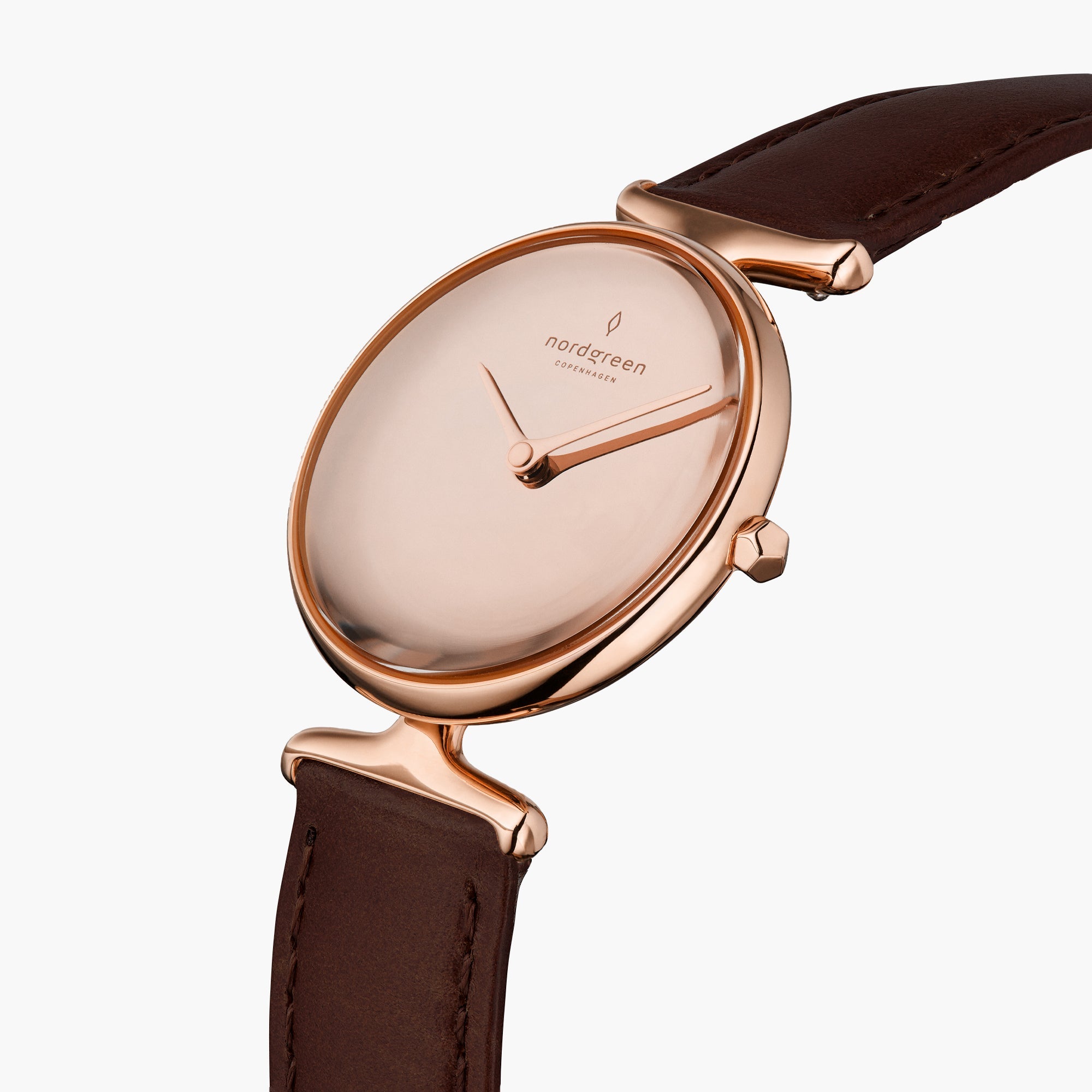 Unika - BUNDLE Polished Metal Dial Rose Gold | 5 Link / Dark Brown Leather Straps