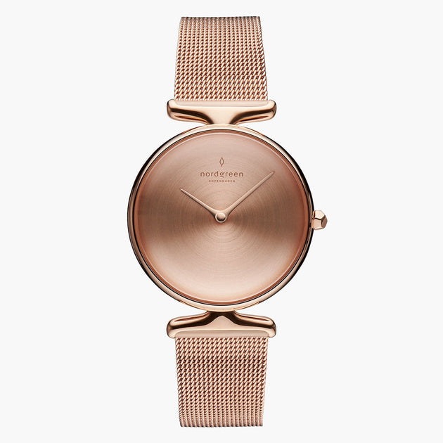 UN28RGMEROBM UN32RGMEROBM &Unika rose gold women's watch with brushed dial and mesh strap