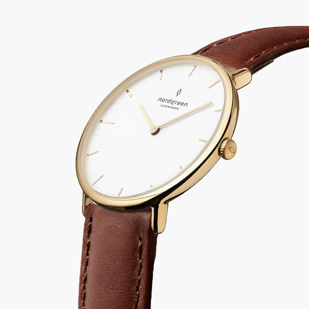 White face leather strap watch deals