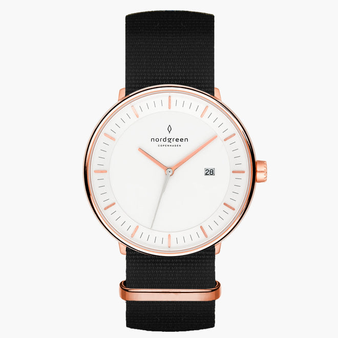 PH36RGNYBLXX PH40RGNYBLXX &Philosopher rose gold watch strap with black nylon strap