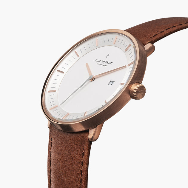 Philosopher - BUNDLE White Dial Rose Gold | Brown / Black / Mesh Straps